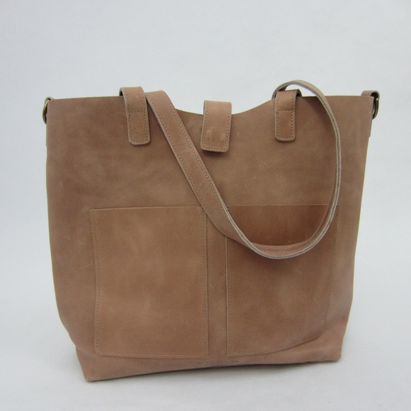Leather Large Tote Bag Dusty Rose - Ethically Made - Picture 4 of 8